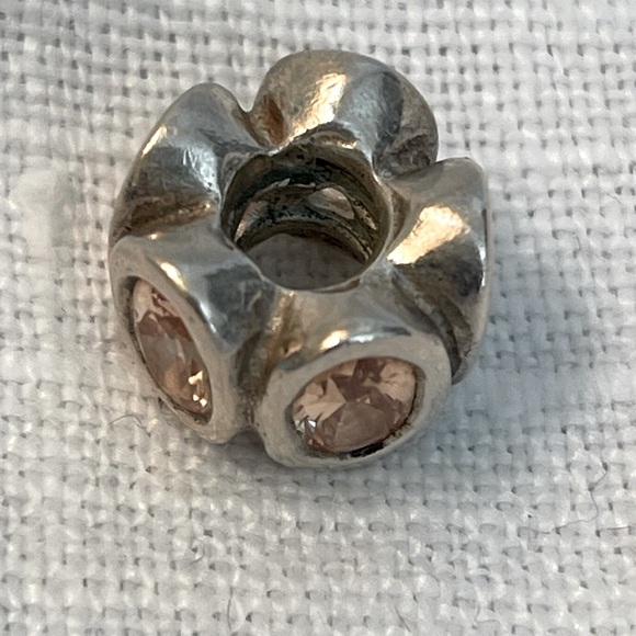 Authentic Pandora Oval Lights Champagne Zirconia and Silver Charm - Picture 2 of 3
